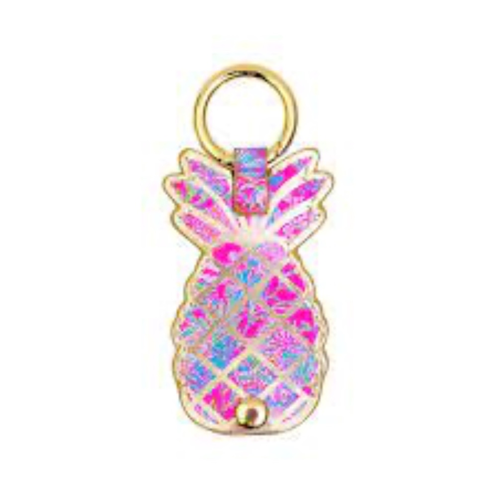 Lilly Pulitzer Air Tag Case Pineapple Keyring Shell Me Something Good